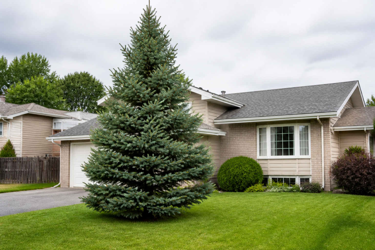 Evergreen Trees in a Canadian residential setting