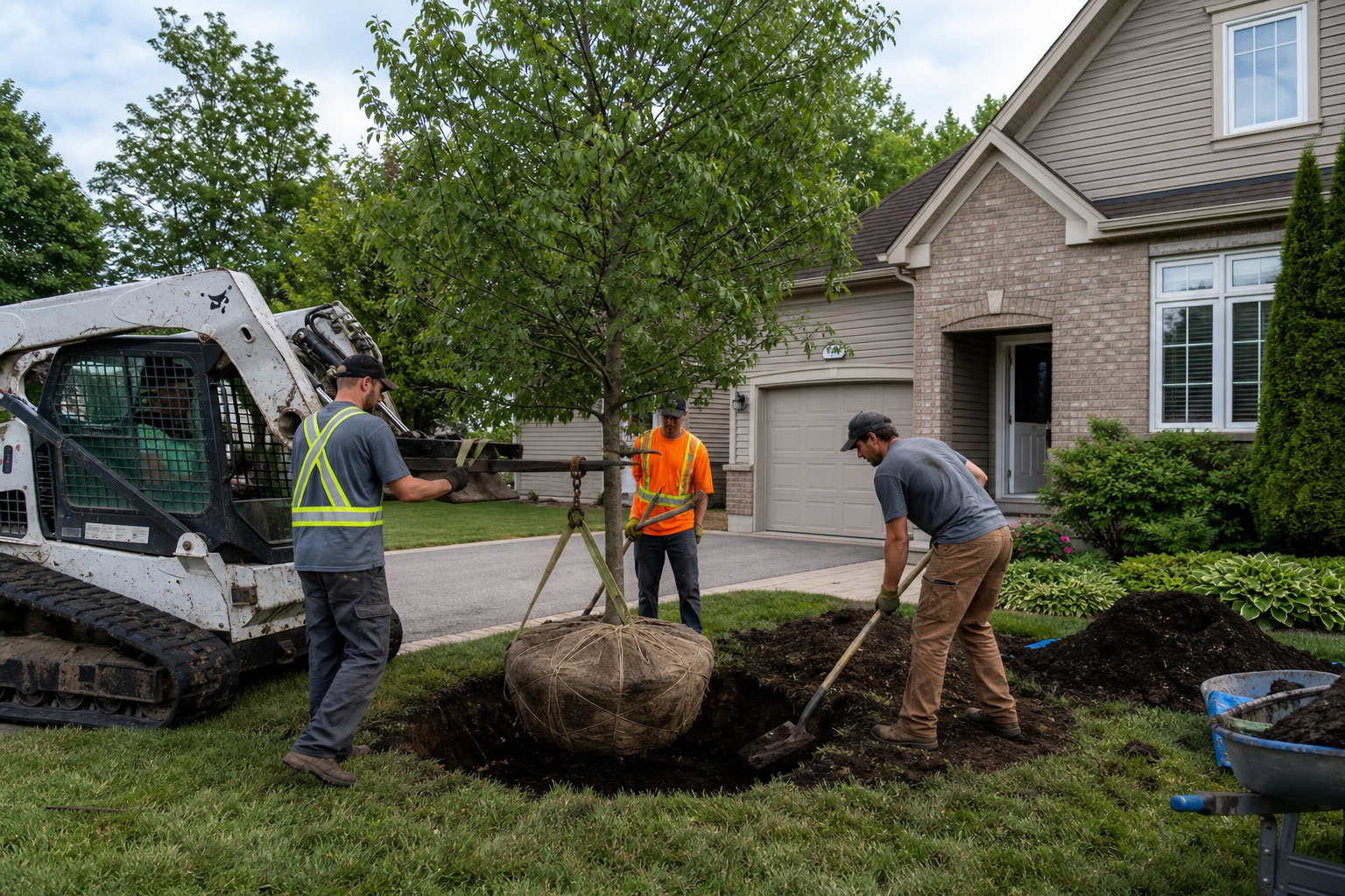 Professional Tree Planting in a Canadian residential setting